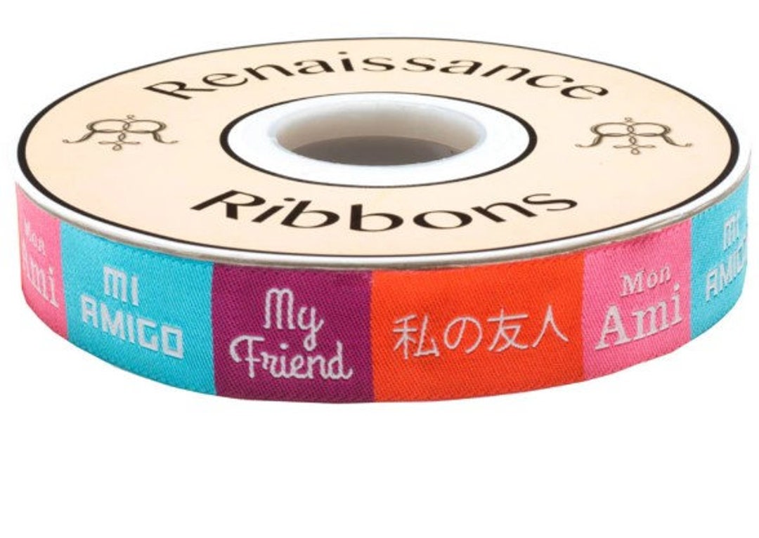 Language Center Ribbon Language Ribbon - My Friend IN Pink and Orange - 7/8