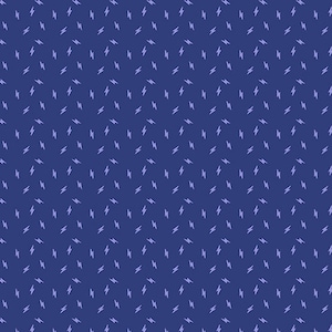 May include: A seamless pattern of small, light purple lightning bolts on a dark blue background.