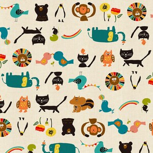 RJR Fabrics - NM101-CR1U Kawaii Nakama - Animal Parade - Cream Unbleached Fabric