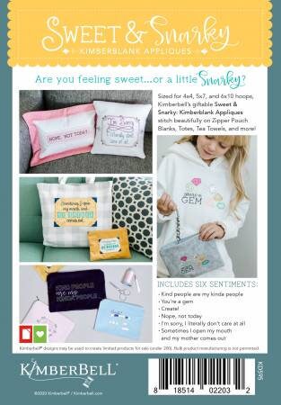 Kimberbell Sweet ＆ Snarky: Kimberblank Appliques Machine Embroidery CD-KD595, Includes: Directions, 6 Designs in 3 Sizes with A Variety of Techniques Sweet \u0026 Snarky: Kimberblank Appliques
