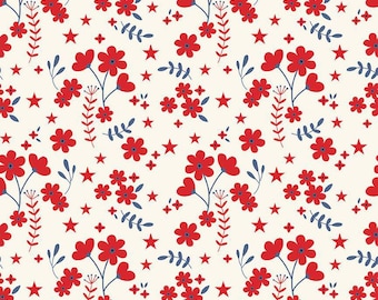 Riley Blake - My Mind's Eye - Freedom Garden - Patriotic Ditsy Floral And Stars - 108" Wideback Quilt Backing Fabric - WB15628-MULTI