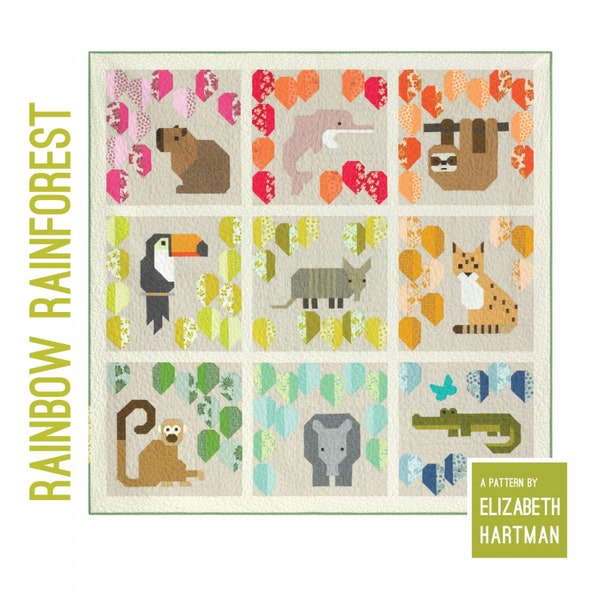 Rainbow Rainforest Quilt Pattern or CUSTOM Kit Options - Elizabeth Hartman