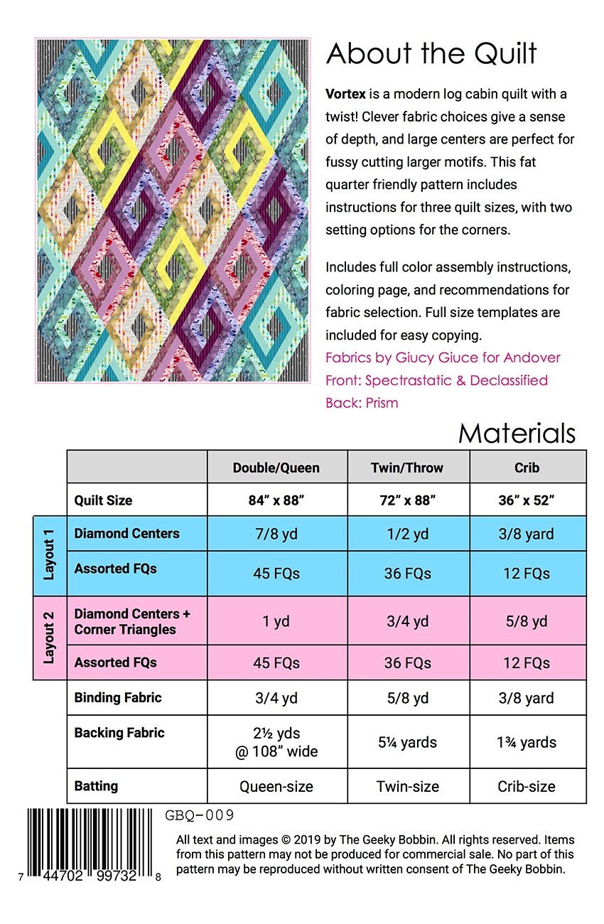 Vortex Quilt Pattern - the Geeky Bobbin - Etsy