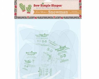 Puede incluir: Plantilla de Sew Simple Shapes para un muñeco de nieve para acolchar. La plantilla incluye múltiples formas para crear un muñeco de nieve. La plantilla está hecha de plástico transparente e incluye el texto "Sew Simple Shapes" y "Lori Holt of Bee in my Bonnet".