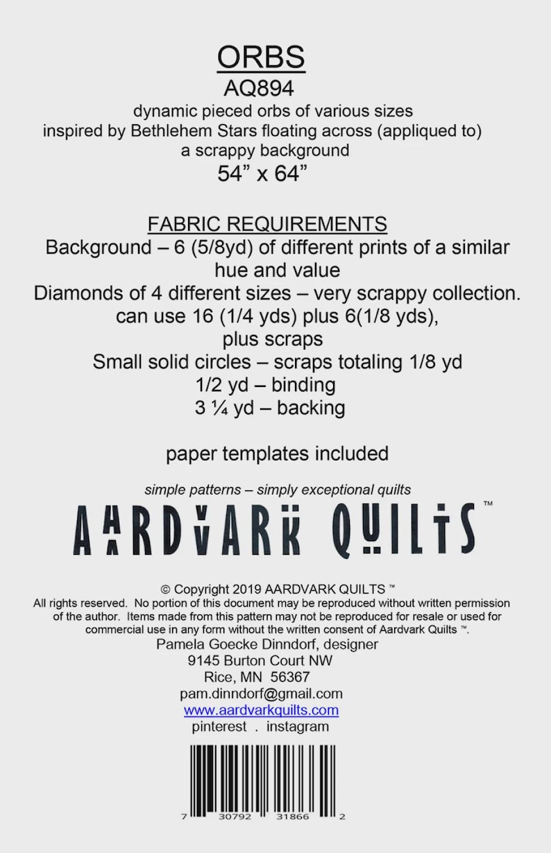 Orbs Quilt Pattern by Aardvark Quilts - Etsy