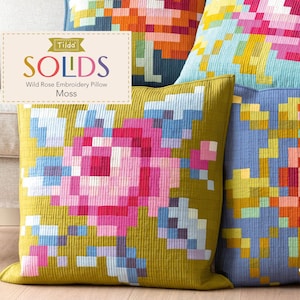 Tilda - Wild Rose Embroidery Pillow Pattern and Fabric Kit - Moss Version