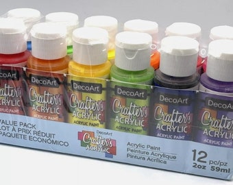 DecoArt Crafters Acrylic Neon Value Pack 12 pcs