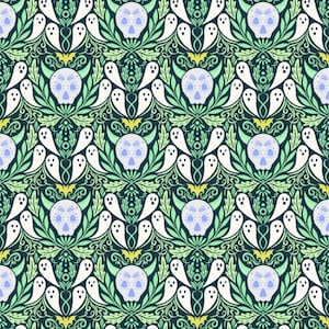 Cotton + Steel - School of Magic - Ghosties & Ghoulies - Glowing Green With Envy Pearlescent Fabric - CM101-GG1P