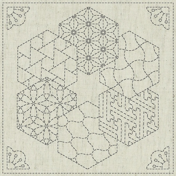 QH Textiles - Sashiko-Tuch - Kaza - Guruma 2