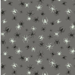 Lewis and Irene - A602.1 - Glow in the dark spiders on grey