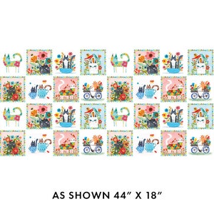 Benartex - Cats In The Garden Panel - 16345-99 Teacup Cats