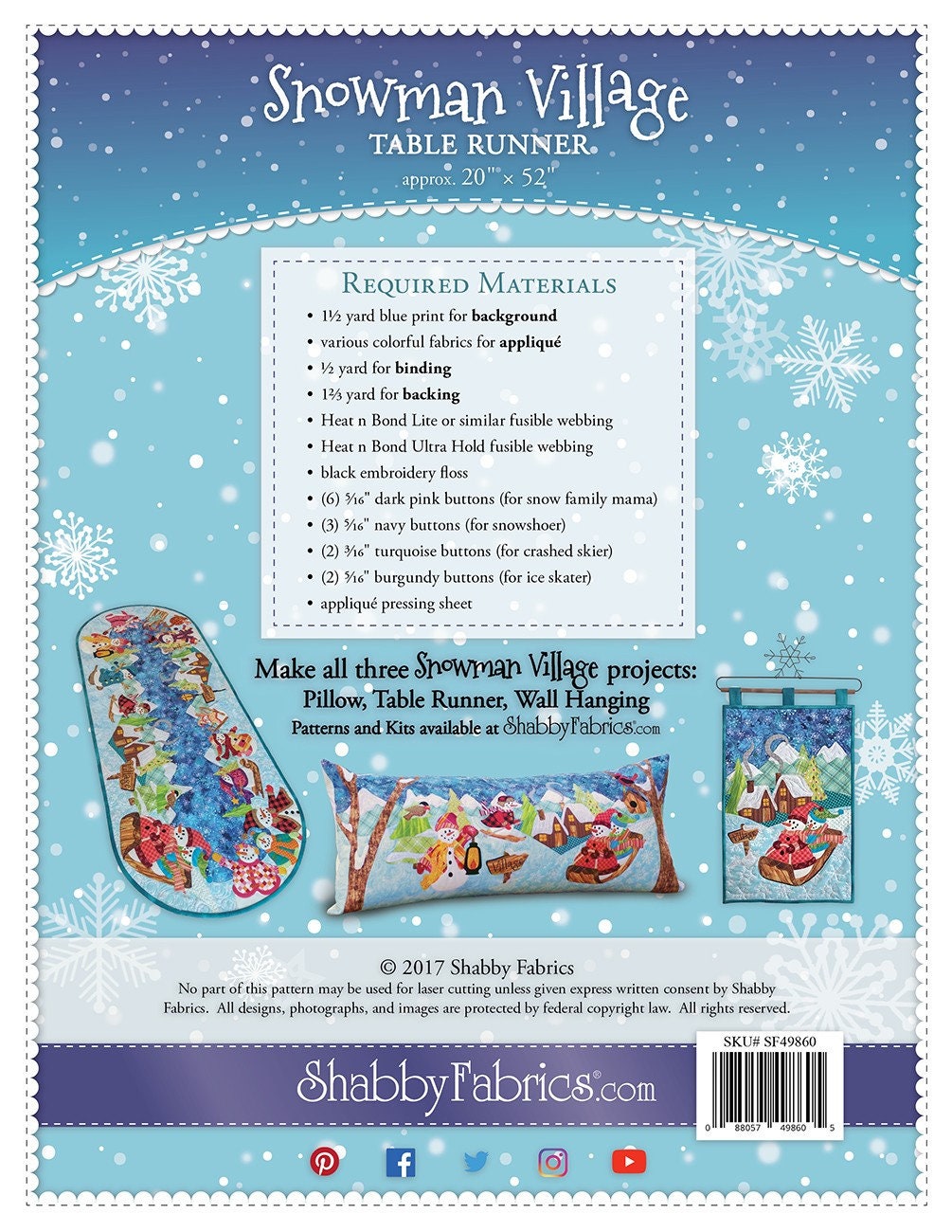 Snowman Village Wall Hanging pattern SF49861 by Shabby Fabrics Snowman Village Wall Hanging pattern SF49861 by Shabby Fabrics