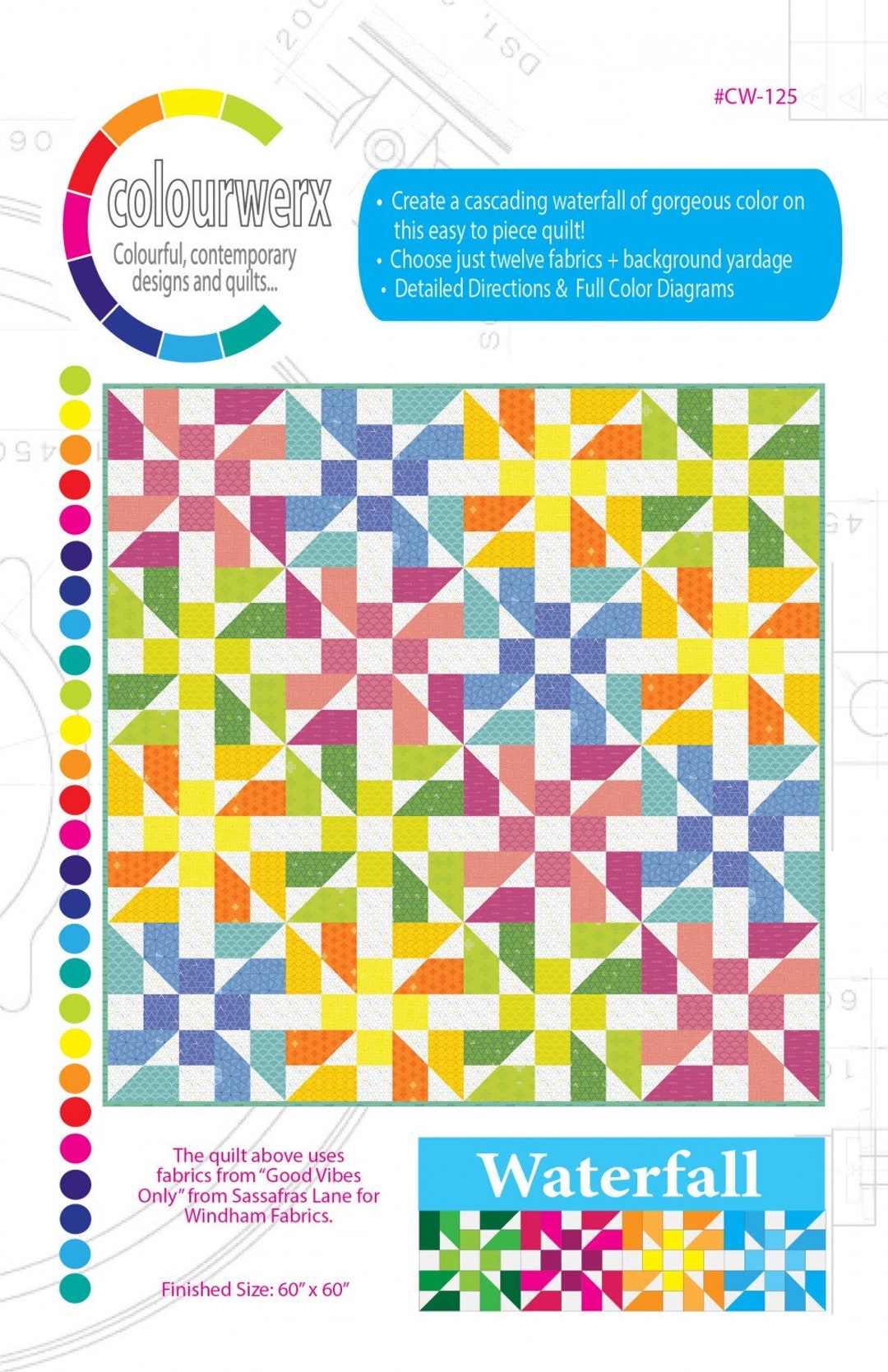 Color Works Quilt Pattern Waterfall Quilt Pattern by Colourwerx - Etsy