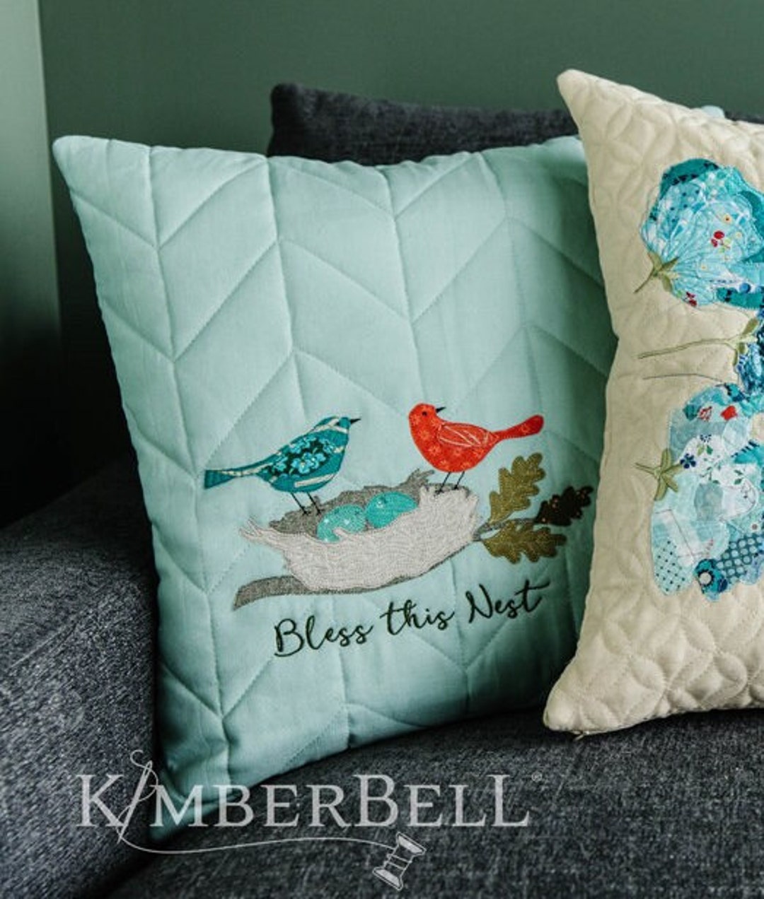 Kimberbell Quilted Pillow Cover Blank, Mist Linen Etsy