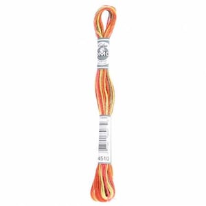Peut inclure: Une pelote de fil à broder DMC de couleur 4510, un fil multicolore avec des nuances d'orange, de jaune et de vert.