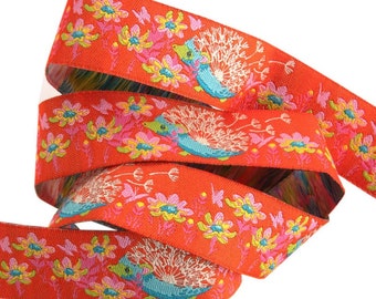 Tula Pink -  Renaissance Ribbons - Tiny Beasts - 7/8" Who's Your Dandy Orange