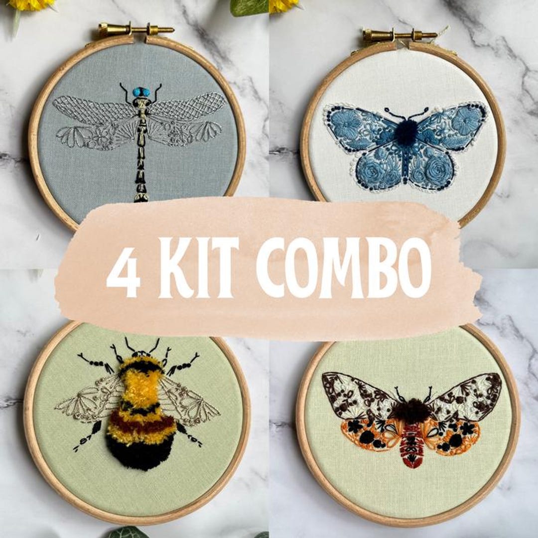 Mini Embiodery Set Nest Embirdery - Hand Embroidery Kit - Endangered Insect Four Mini ...