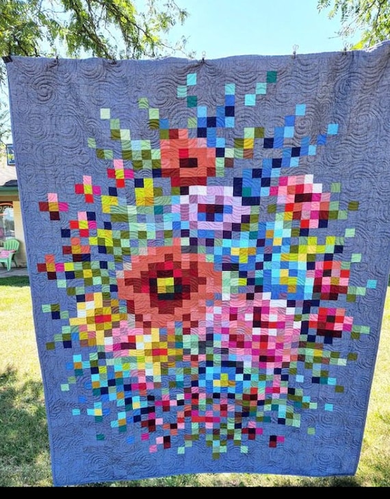 Floral Field Quilt Block 1 - Machine Embroidery Applique