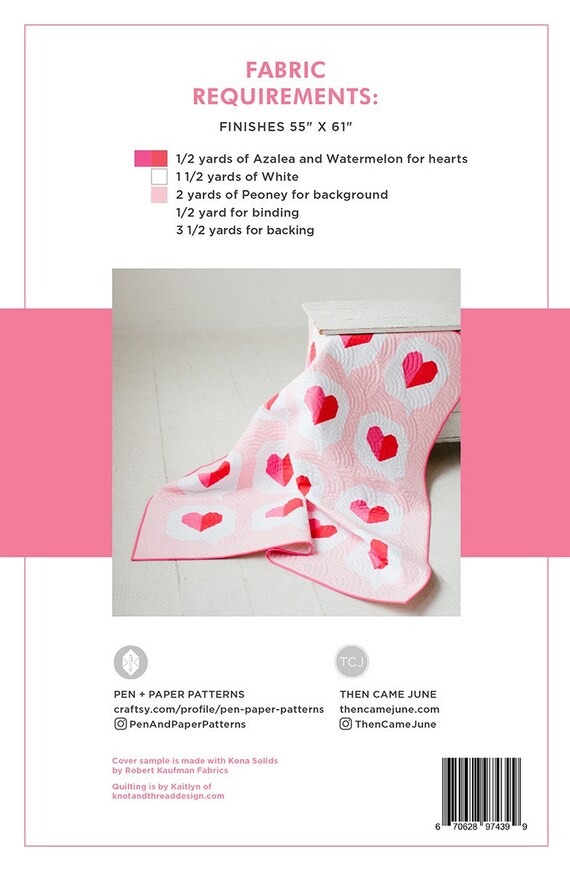 I Heart You Quilt Pattern By Pen And Paper Patterns Then Etsy