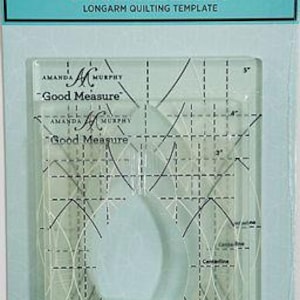 May include: A set of three clear acrylic Good Measure longarm quilting templates by Amanda Murphy, labeled Every Leaf 2. The templates feature black printed grid lines, centerlines, and arc markings, with measurements up to 5 inches visible.