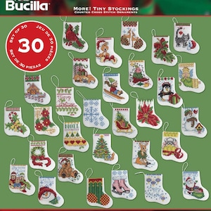 Bucilla Seasonal Counted Cross Stitch MORE Tiny Stockings