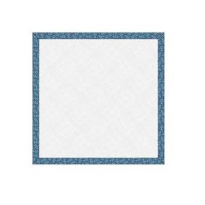 May include: A white square with a blue border featuring a small floral pattern.