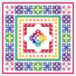 Happy Hues Block of the Month Quilt Kit - FREE Sew Along - FREE Pattern - Custom Cut
