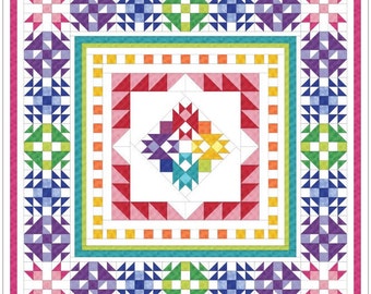 Happy Hues Block of the Month Quilt Kit - FREE Sew Along - FREE Pattern