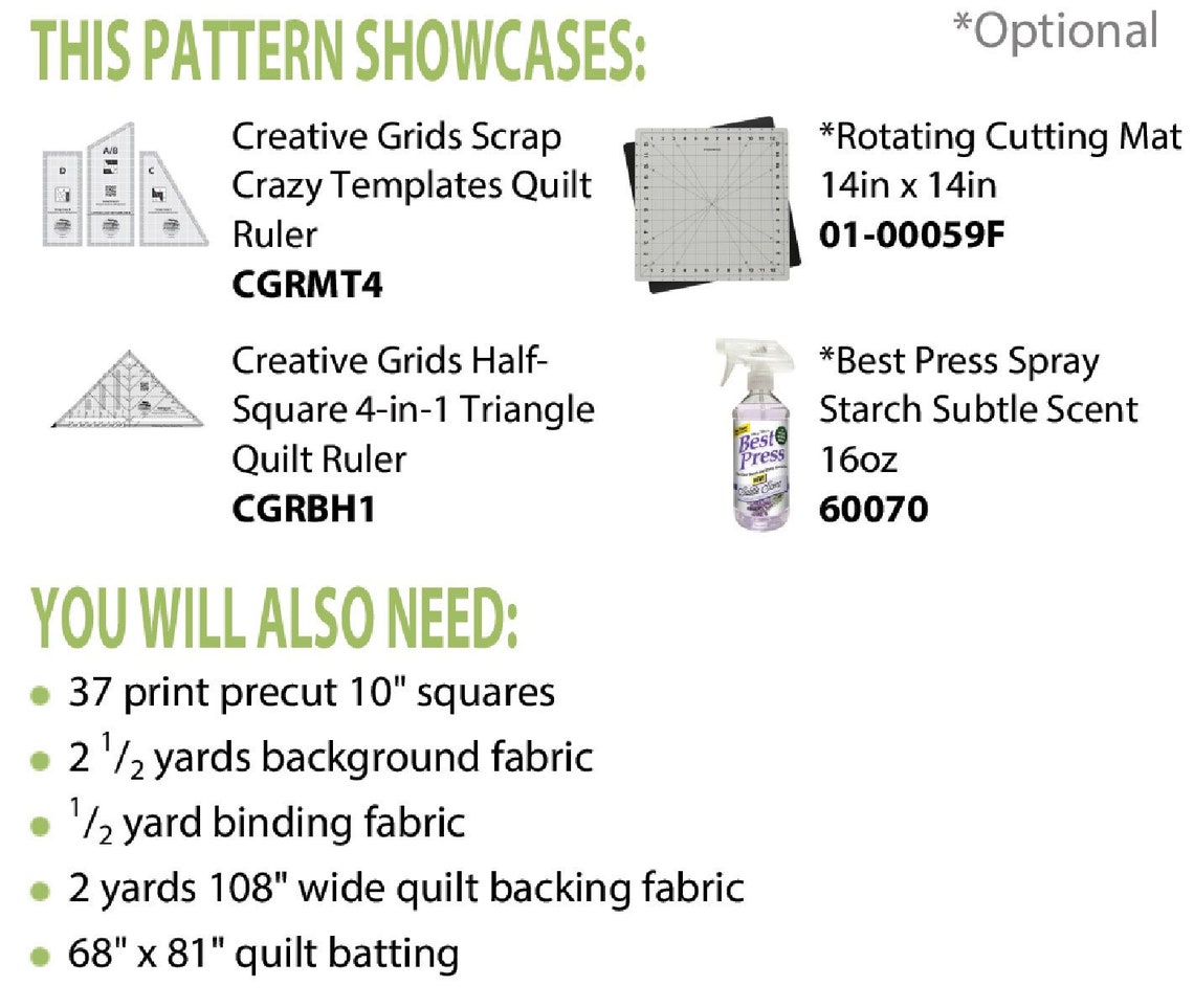 Scrap Crazy Bear Paw Quilt Pattern/ruler Options - From Cut Loose Press ...