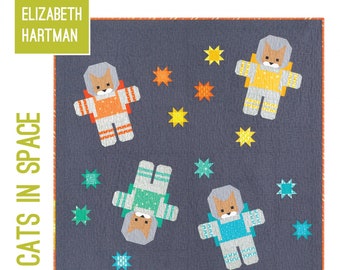 Cats in Space Quilt Pattern by Elizabeth Hartman -