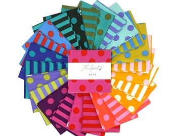 Tula Pink - 18 piezas - Paquetes de colores originales - Precortados - Pompones y rayas