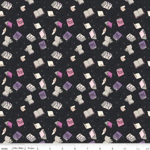 Riley Blake - Spooky Schoolhouse - Spellbooks Charcoal Sparkle - SC13203-CHARCOAL