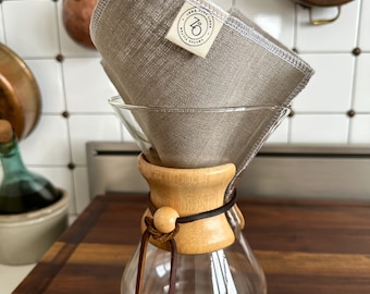 Natural Flax Linen Reusable Coffee Filter for pour-over coffee makers