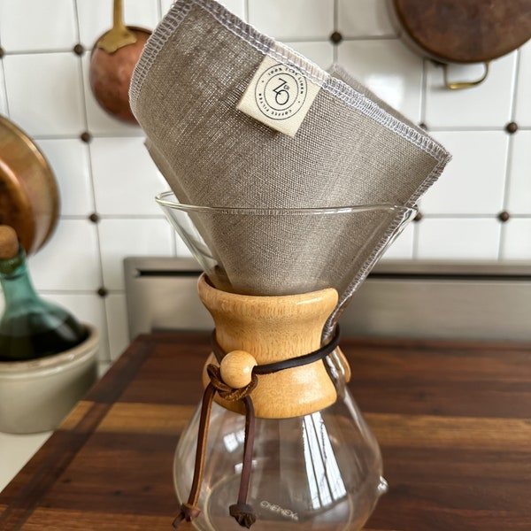 Natural Flax Linen Reusable Coffee Filter for pour-over coffee makers