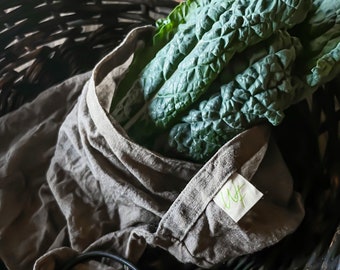 100% Natural Flax Linen Produce / Bread Bag 11” X 12”