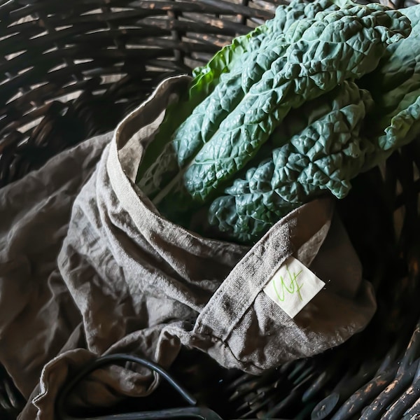 100% Natural Flax Linen Produce / Bread Bag 11” X 12”