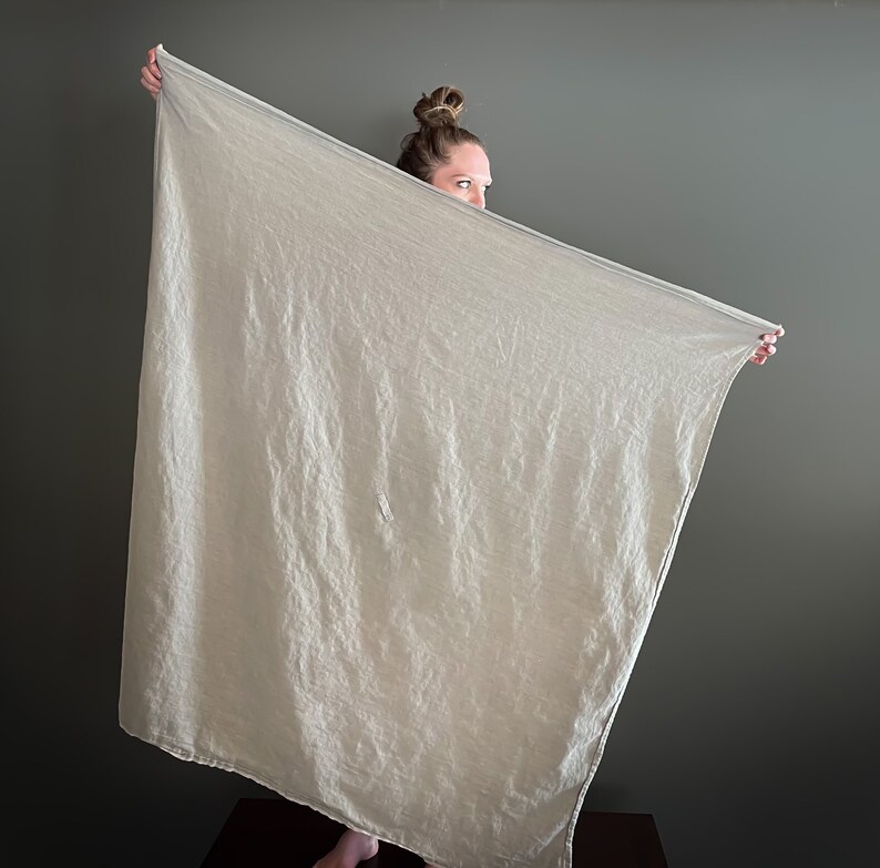 Extra Large Bath Towel Sheet Spa Wrap Natural Flax Linen With Tab Hook