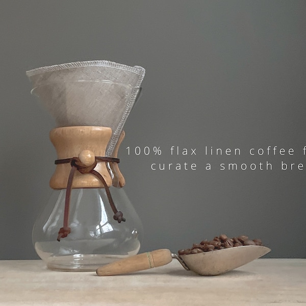 100% Natural Flax Linen Reusable Coffee Filter.