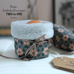 Egg cup egg warmer RETRO two-in-one storage container breakfast table table decoration Easter Easter decoration grey rose cotton sewn spring gift
