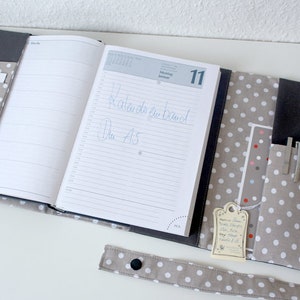 Kalenderhülle GREY DOTS Organizer für Kalender A5 Buchhülle Taschenorganizer Grau Punkte Bild 3