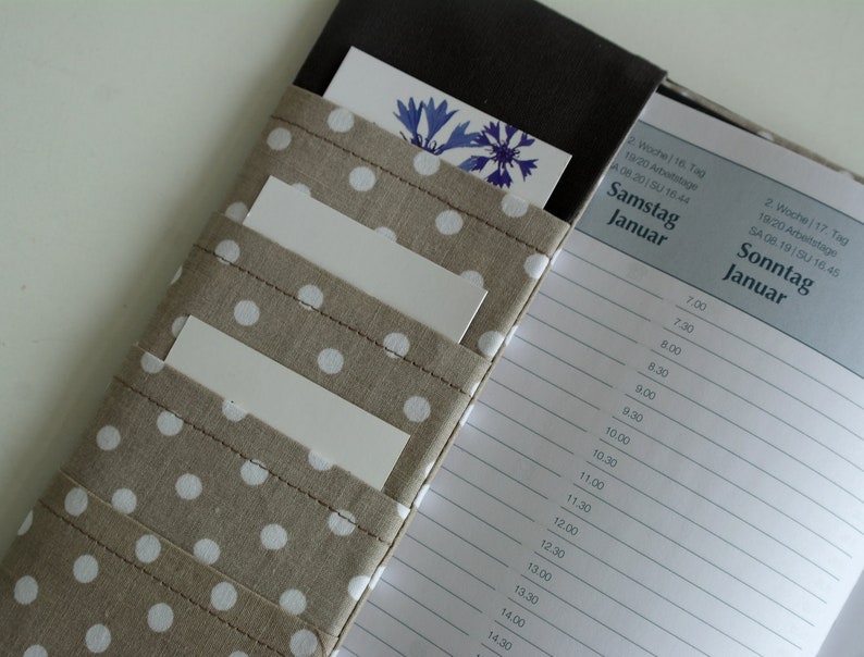 Kalenderhülle GREY DOTS Organizer für Kalender A5 Buchhülle Taschenorganizer Grau Punkte Bild 5