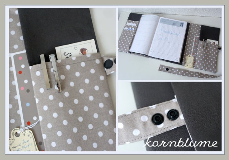 Kalenderhülle GREY DOTS Organizer für Kalender A5 Buchhülle Taschenorganizer Grau Punkte Bild 6