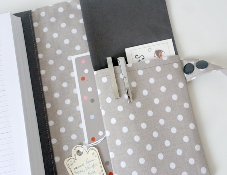 Kalenderhülle GREY DOTS Organizer für Kalender A5 Buchhülle Taschenorganizer Grau Punkte Bild 4