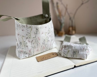 Hanging utensil holder GRASSES III Bed utensil holder for hanging made of cotton, natural green