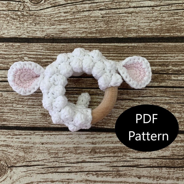 PDF Pattern, Crochet Lamb, Baby Sheep Teething Ring, Amigurumi Pattern