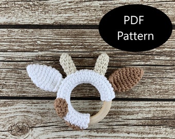 PDF Pattern, Crochet Cow, Teething Ring, Amigurumi Pattern