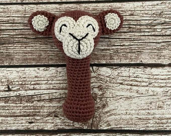 Crochet Monkey Hochet, Cadeau bébé, Jouet bébé, Fait main