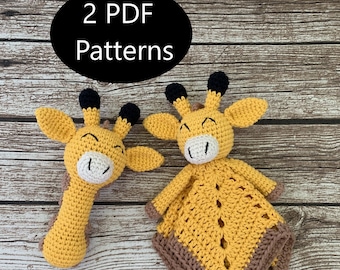 PDF Pattern, Crochet Giraffe, Lovey, Rattle, Security Blanket, Amigurumi Pattern, Baby Rattle