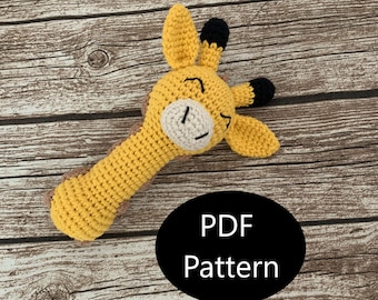 PDF Pattern, Crochet Giraffe, Baby Rattle, Amigurumi Pattern, Baby Rattle