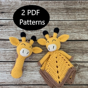 PDF Pattern, Crochet Giraffe, Lovey, Rattle, Security Blanket, Amigurumi Pattern, Baby Rattle
